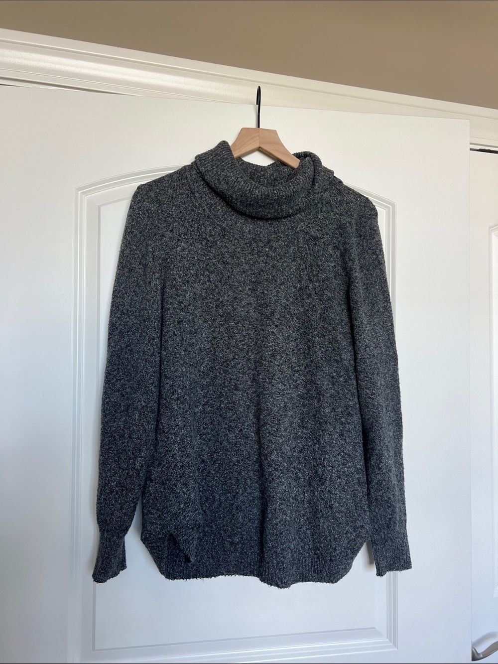 Gray turtleneck sweater